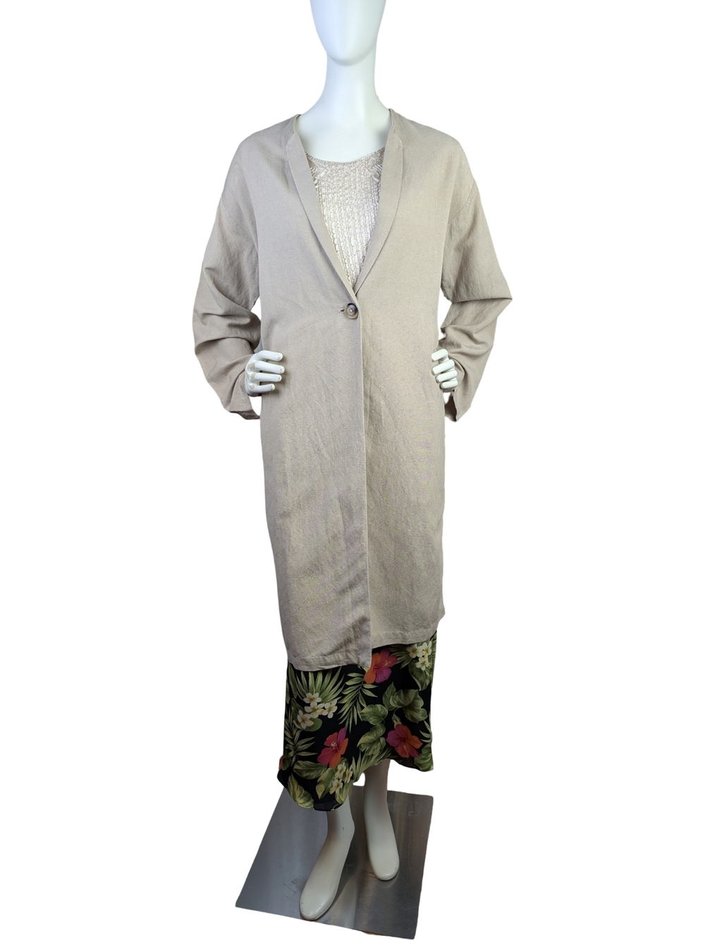 Naïf Montréal Linen Blend Lagenlook Duster Blazer Quiet Luxury Oversized Small